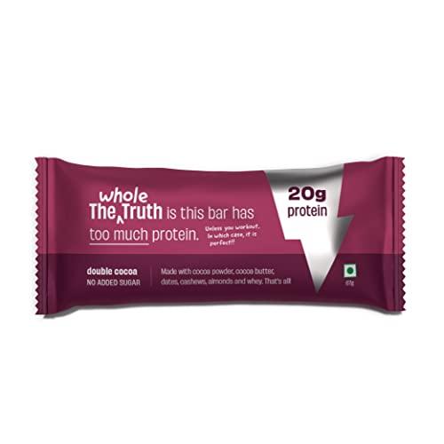 The Whole Truth The Whole Truth - High Protein Double Cocoa 20g Protein Bar - Pack of 5 x 67g each - No Added Sugar - No Preservatives - No Artificial Flavours - All Natural