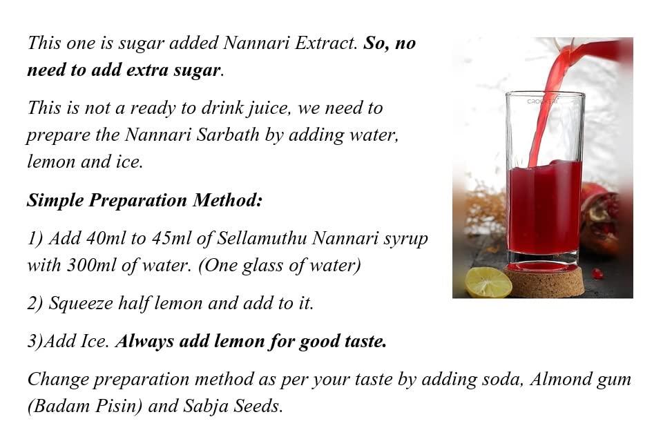 Generic Sellamuthu Nannari Sarbath/Sarsaparilla/Naruneendi (Red Colour) (Pack Of 2, 700Ml Each) - Syrup