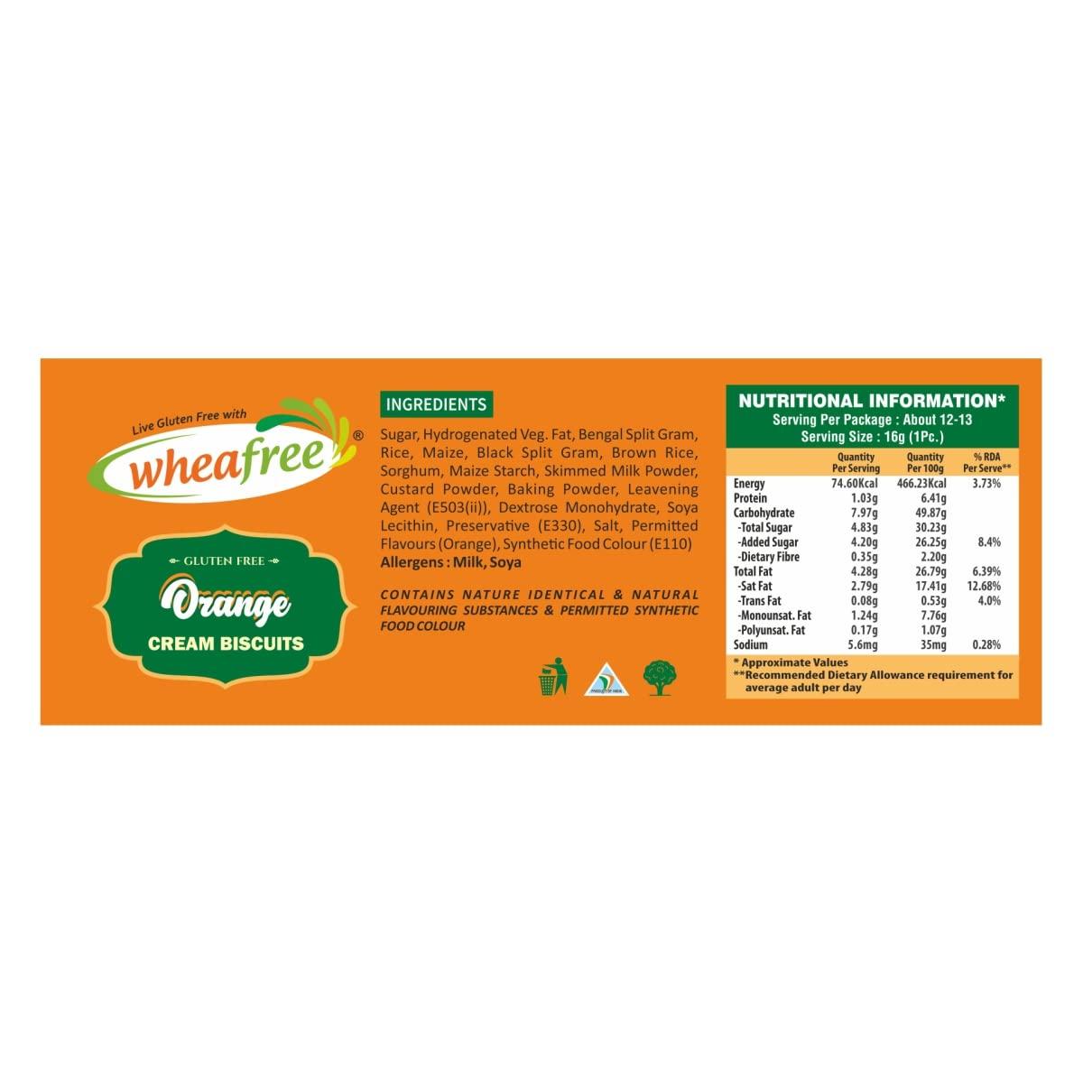 wheafree Wheafree Gluten Free Cream Biscuits Combo 600g (Strawberry, Orange, Coco Vanilla) Certified Gluten Free (Pack of 3 * 200g Each)