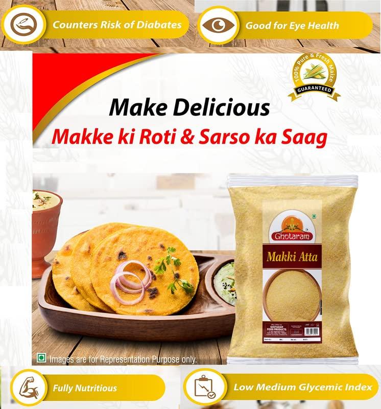 GHOTARAM Ghotaram Pali Marwar Gluten Free Makki Atta Flour | Corn Ka Atta | Makka Atta Maize Flour | Maize Grain Flour Atta A++ Anaj Makki ka Healthy Natural Flour-1440g(480g*3Pkt)