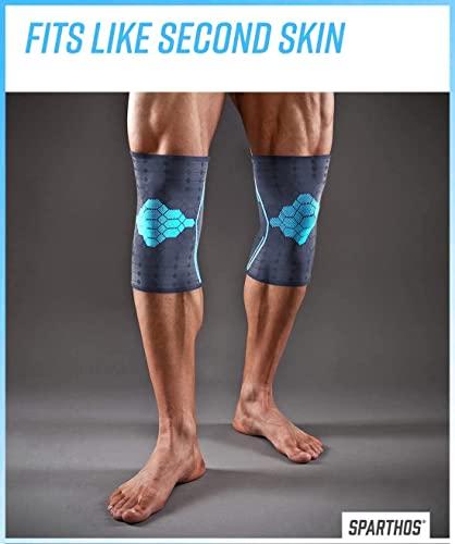 serveuttam Serveuttam® Knee Support for Men Gym (1 pair) - 3D Weaving Knee Cap for Knee Pain | Ortho Knee Supporter for Gym Squats | Knee Band for Gym Women Knee Pain Relief (M, Blue-Grey)
