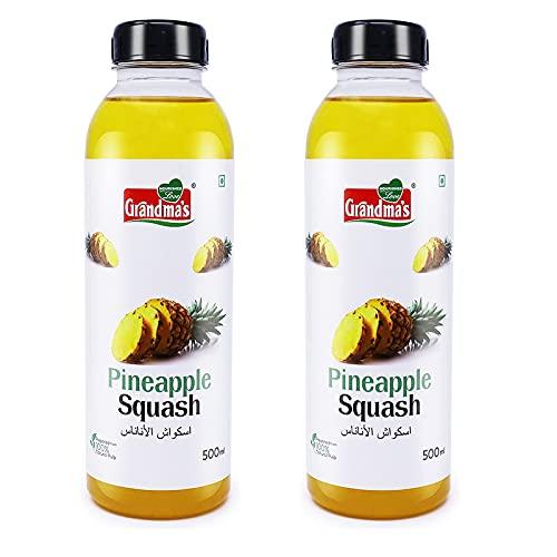 Grandmas Grandmas Fresh and Natural Pineapple Squash 500ml | 100% Natural Fruit Pulp | Pack of 2