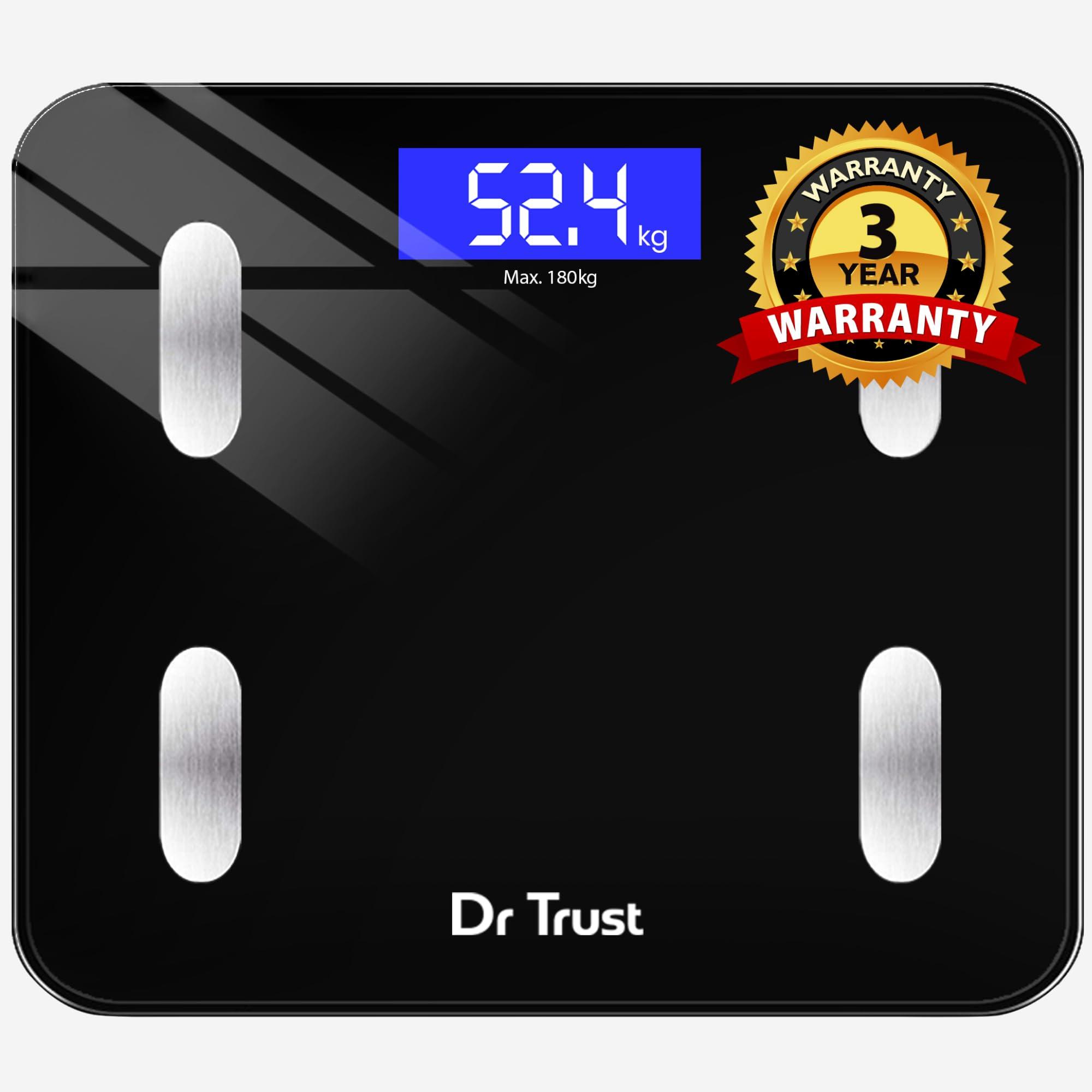 Dr Trust Dr Trust Digital Smart Electronic Rechargeable Bluetooth Fitness Body Composition Monitor Fat Analyzer Weight Machine and Weighing Scale-509 (Black)