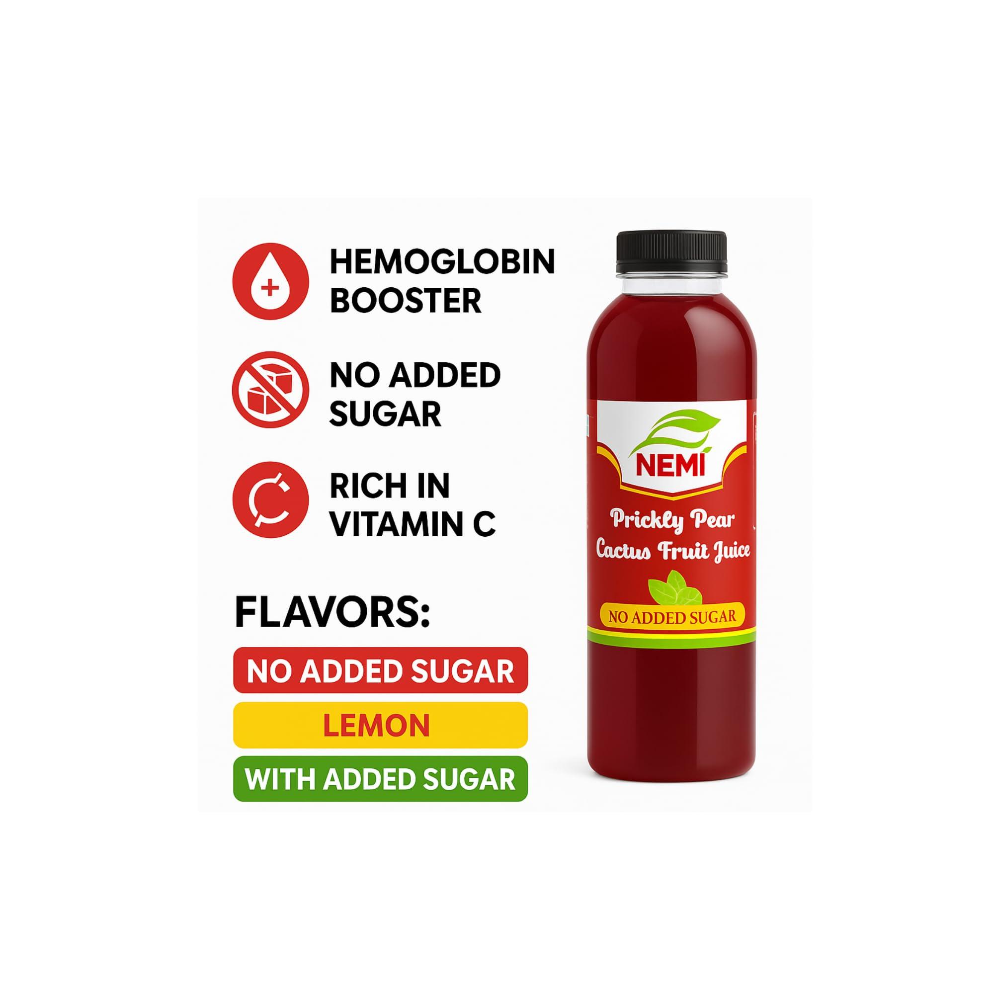 NEMI NEMI Prickly Pear Healthy Cactus Fruit Juice - Hemoglobin Booster (No added Sugar, 500ml) 50+RATING