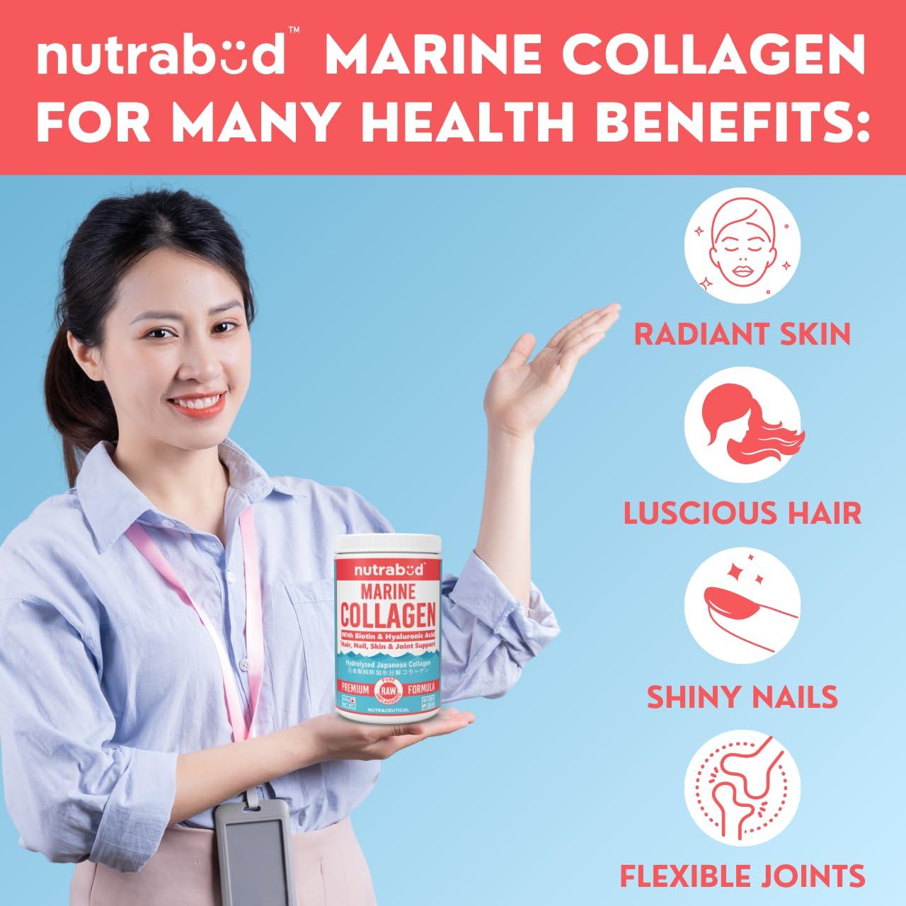 nutrabud Nutrabud Japanese Marine Collagen Powder Supplement for Women,Men|No Added Sugar|Supports Skin Radiance,Healthy Hair,Nails & Joints|Hydrolyzed Collagen Peptides (Unflavoured,200 grams)