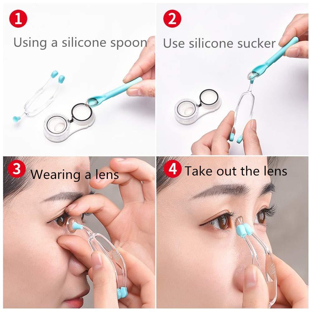 AITIME Soft Contact Lenses Remover and Insertion Tool, Contact Tweezers and Soft Silicone Scoop for Girls with Long Nails,Perfect Gift for Ladies (Green)