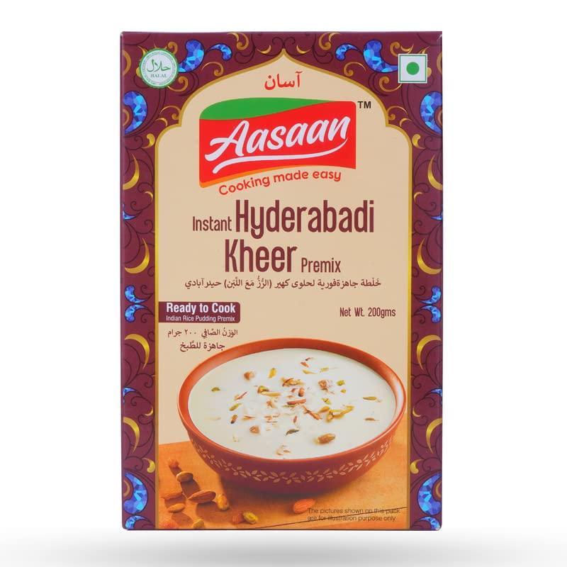 Aasaan Aasaan Kheer Premix 200gms, Ready to Cook Kheer Mix, Instant Hyderabadi Kheer Premix, Indian Sweets Kheer Ready Mix Vegetarian Dessert , Kheer Instant Mix 200G, Indian Rice Pudding Premix (Pack of 1)