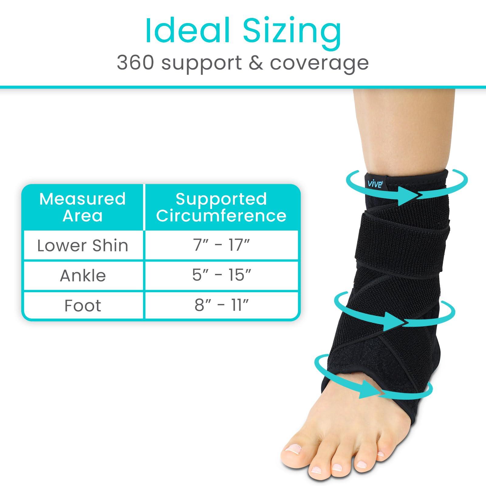 VIVE Sprained Ankle Brace by Vive - Ankle Support Secured with Extra-Strength Velcro One Size Fits Most - Best Ankle Wrap for Exercise Running Pain Relief and Injury Recovery - Vive Guarantee