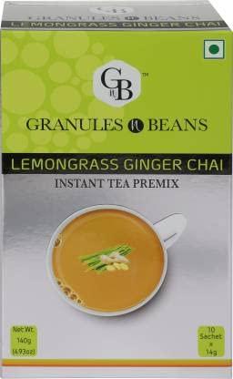 GnB GRANULES n BEANS Granules n Beans Lemongrass Ginger Chai Instant Tea Premix - (10 Sachet x 14g = 140g) (Pack of 2)