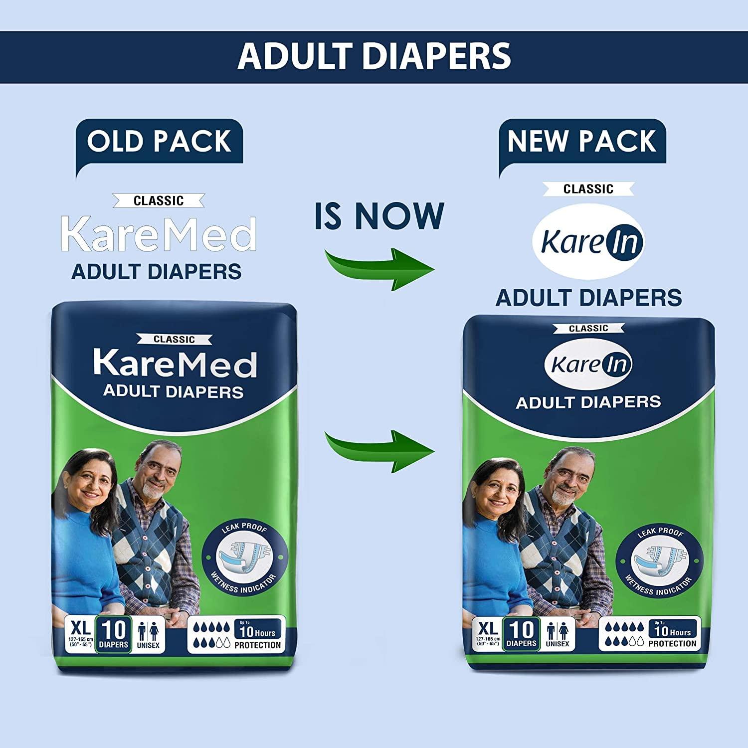 Kare Med Kare Med Adult Diapers extra large 40 Count, Waist Size 127cm-165cm (50"-65") XL (40 Pieces)..