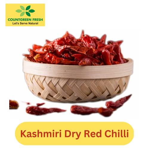 COUNTGREEN FRESH Countgreen Fresh Whole Dried Kashmiri Red Chili | Kashmiri Sukhi Sabut Lal Mirch | Hot Chilli 100% Organic - Ideal for Preparations Like Curries, Chutneys, Pickles, Soups and Other Dishes (100 g)