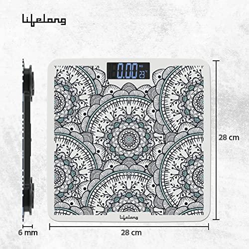 Lifelong Lifelong Nimbus LLWS81 Weighing Scale (Indian Cultural Series - Orissa)|Digital Weight Machine for Body Weight|6mm Thick Tempered Glass with LCD Display|Bathroom Weighing Scale (2 Year Warranty, Grey)