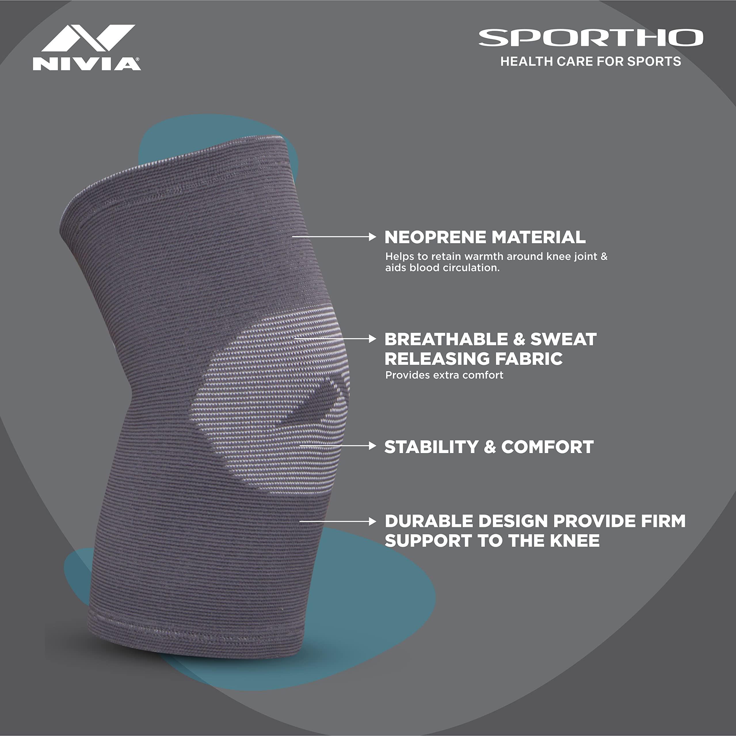Nivia Nivia Orthopedic Knee Support Super Knitted For Sports, Workout, Pain Relief, Knee cap Compression Support, Exercise, Running, Cycling, Size - Large