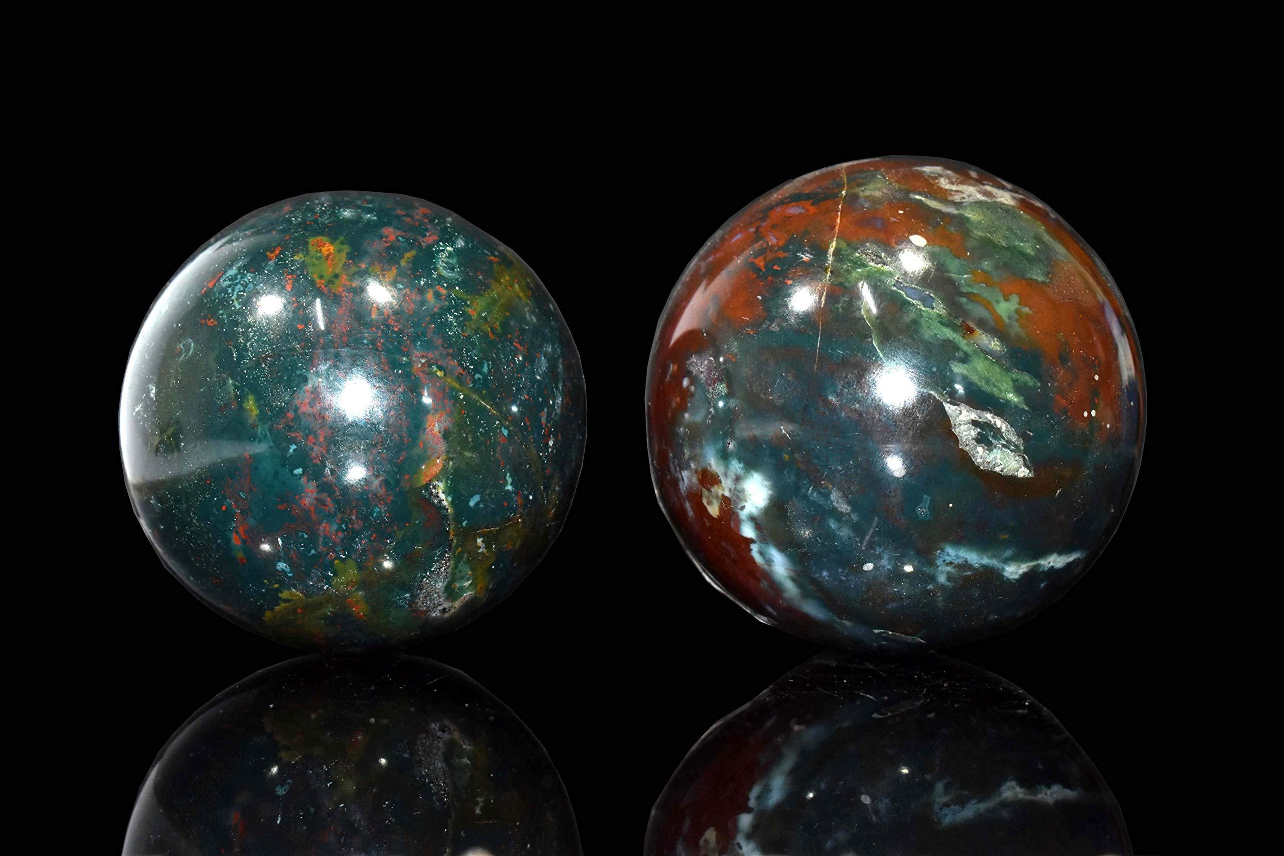 Pyramid Tatva Pyramid Tatva Sphere - Bloodstone Ball Size - (50 mm - 63 mm) 2-2.5 Inch Natural Chakra Balancing Crystal Healing Stone
