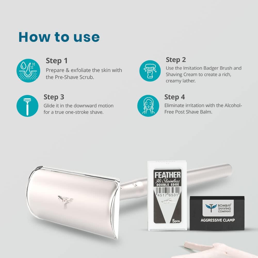 Bombay Shaving Company Bombay Shaving Company Silver Precision Safety Razor For Men | Gift Set For Men | Shaving Razor For Men | Gifts For Men | Double Edge Safety Razor with Premium Metal handle