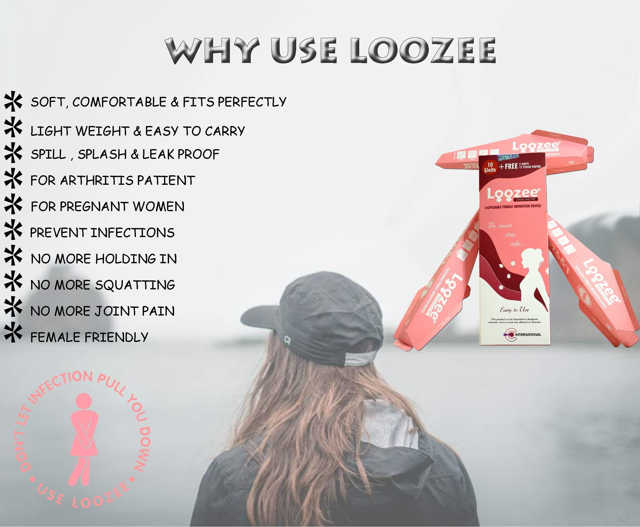 Loozee Loozee - Disposable Female Urination Device Pack of 48 Pee Funnels