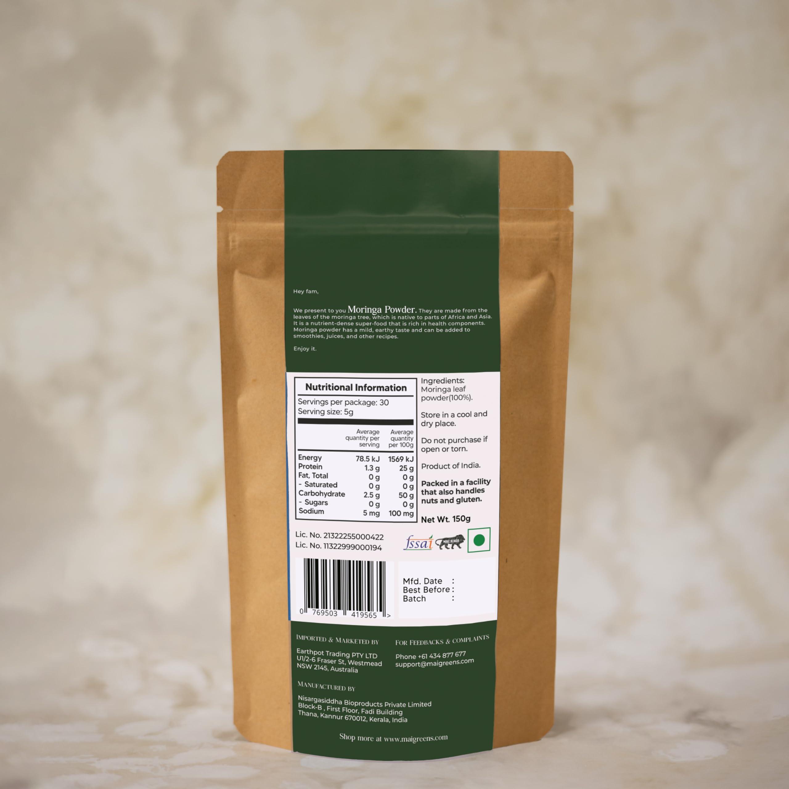 Maigreens Moringa Powder 150 Gm | Drumstick Leaf Powder | Natural Multi-vitamin | Anti-Oxidant | Good for Hair & Skin | Protein Rich