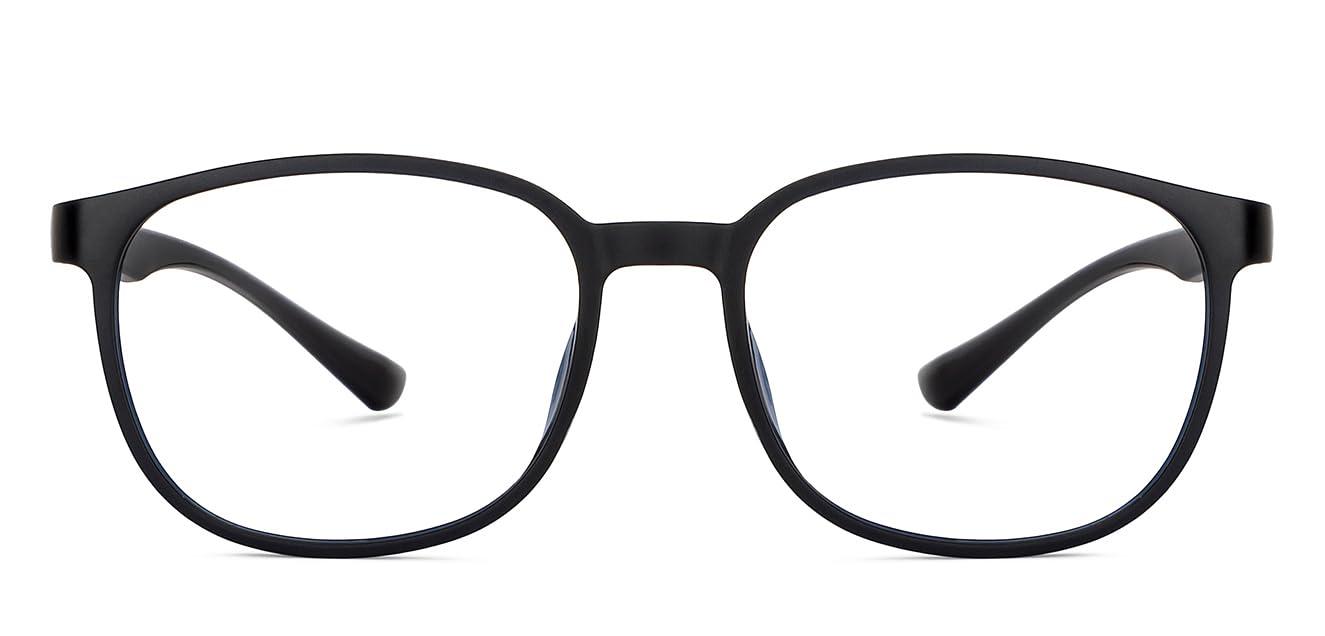 LENSKART BLU LENSKART BLU | Zero Power Blue Cut Computer Glasses | Anti Glare, Lightweight & Blocks Harmful Rays | UV Protection Specs | Black | Men & Women | Large | LB E14284