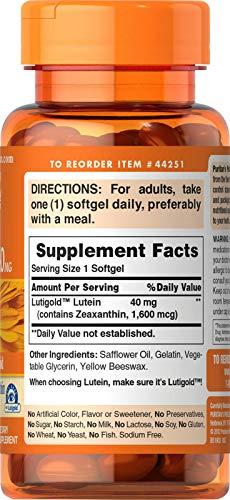 Puritan's Pride Puritan's Pride Lutein 40 mg with Zeaxanthin-60 Softgels