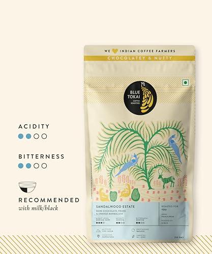 Blue Tokai Coffee Roasters Blue Tokai Coffee Roasters Sandalwood Estate - Medium Dark Roast (Turkish Grind) 250g | Made With 100% Specialty Grade Arabica Freshly Roasted Ground Coffee, Bag