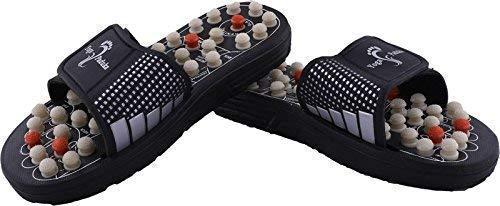 VK ELECTICAL VK ELECTICAL Yoga Paduka Leg Foot Massager Controlling Full Body Workflow and Circulation Acupressure Massage Slippers (Black, Free Size)
