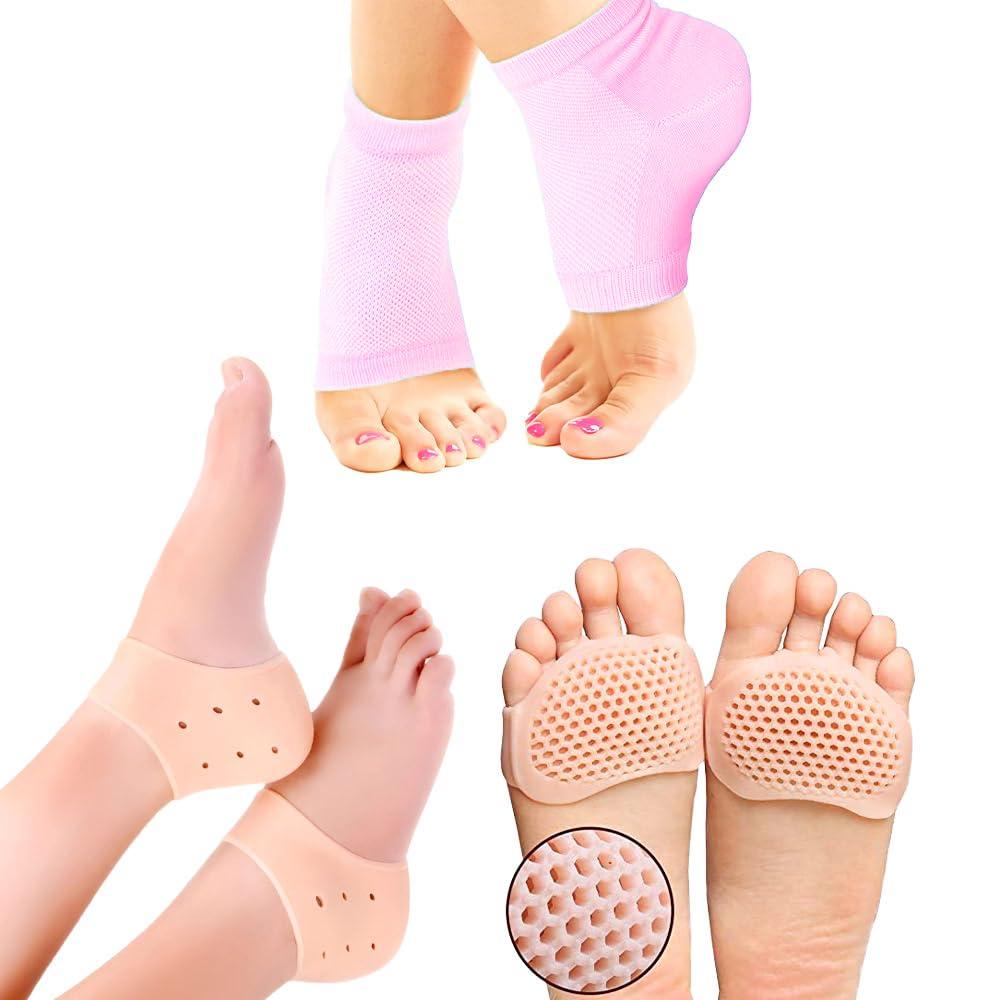 Stepify Stepify Silicone Gel Heel Socks - (Pack of 3 combo) Washable and Reusable Silicon Socks for Men & Women, Heel Pad For Heel Pain, Fore foot pad, Toe Free Heel Pad. (Pink)