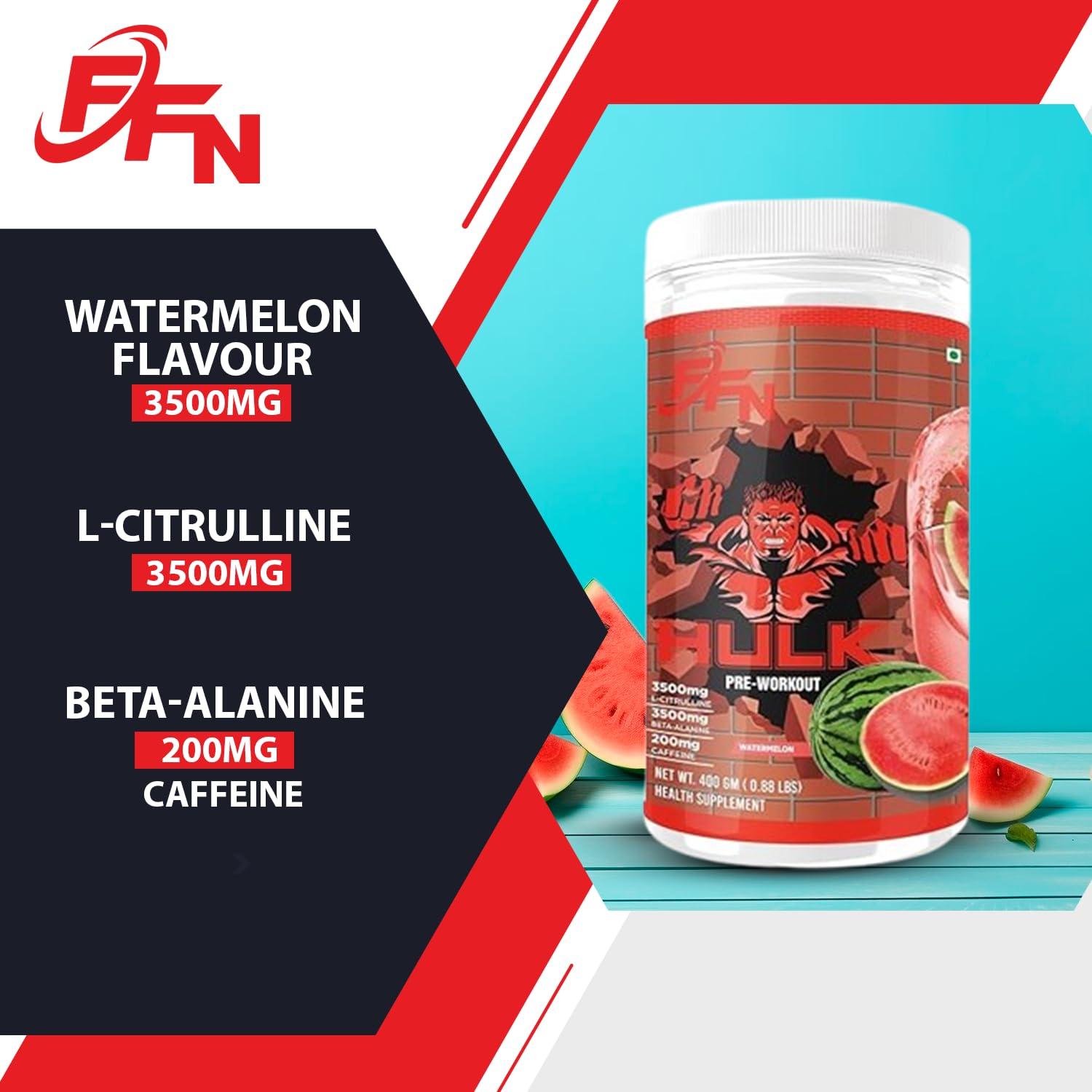 FITNESS FREAK NUTRITION Fitness Freak Nutrition Pre-Workout (30 Servings) Premium Supplement for Enhanced Focus, Strength, Energy, and Pump 100% Dope-Free, Banned Substance Tested, 400g - Watermelon