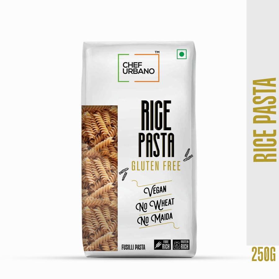 CHEF URBANO Chef Urbano Gluten Free Rice Fusilli Pasta 250 Gms| No Maida | No Wheat | No Transfat | Healthy Pasta | High Fibre | High Protein