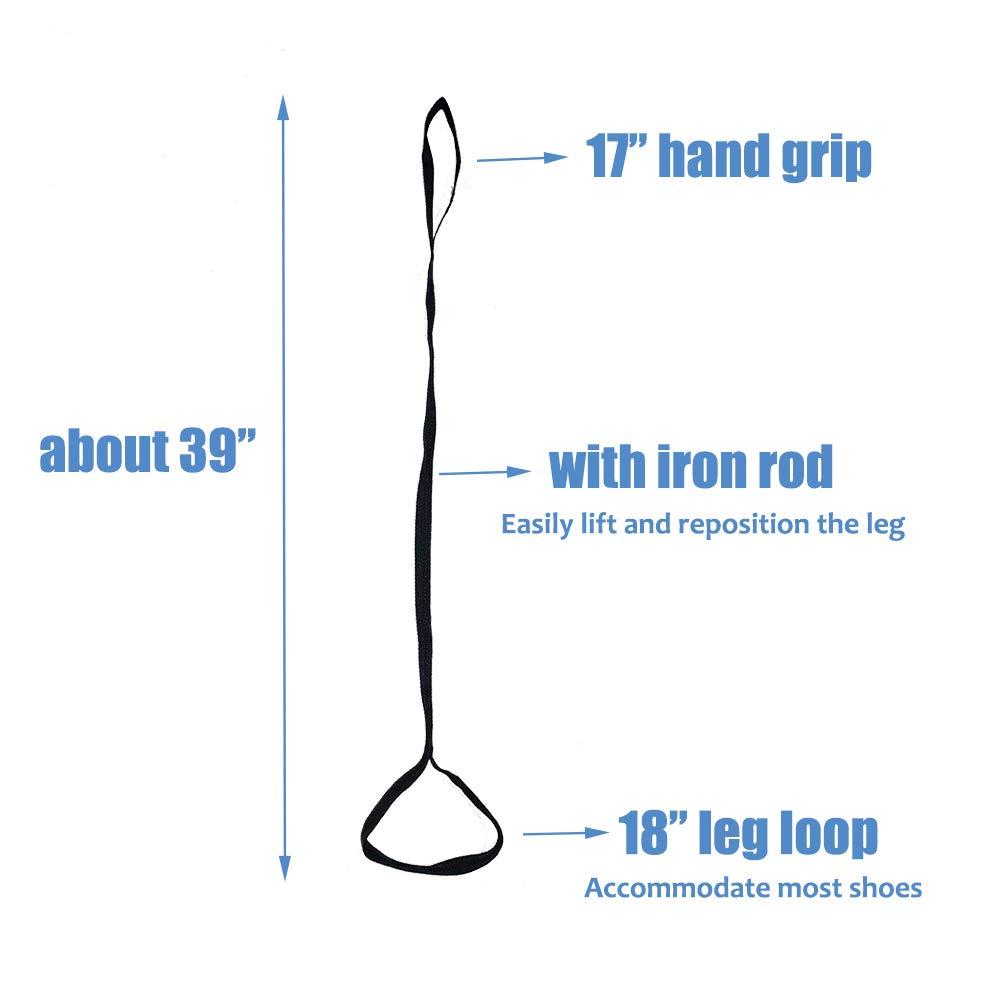 Mybow Leg Lifter Strap Rigid Knee Hip Replacement Recovery Kit Foot Lifter Strap Knee Thigh Patient Handicap Car Assist Lift Belt for Adult, Elderly, Disability Mobility Aid Occupational Therapy Tools (39\")