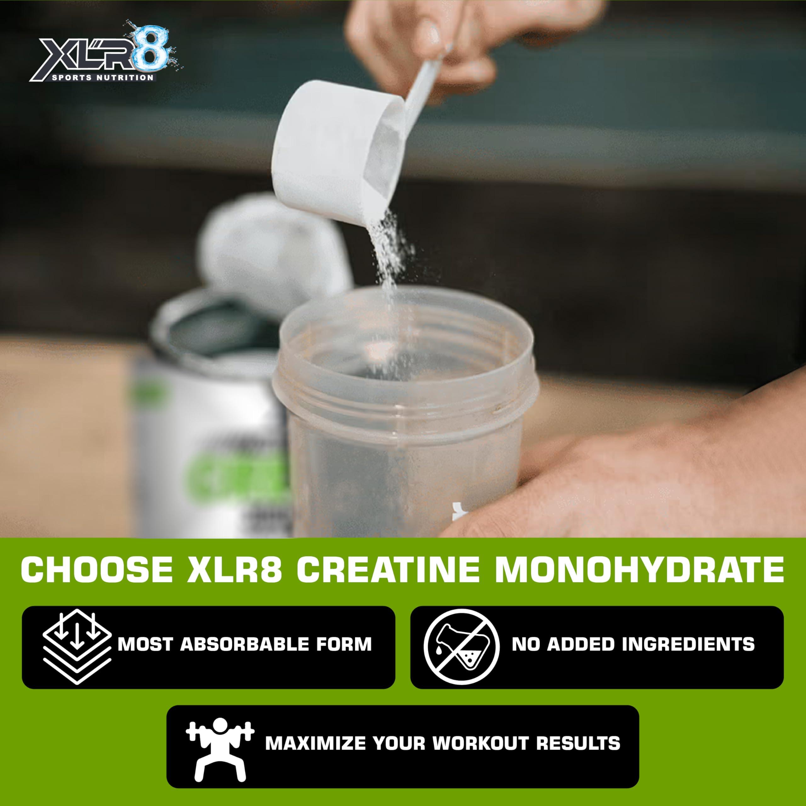 XLR8 XLR8 Creatine Monohydrate Powder Micronized | Unflavored, 250g (83 Servings) | Pre & Post Workout Supplement for Men & Women | Supports Muscle Growth & Energy