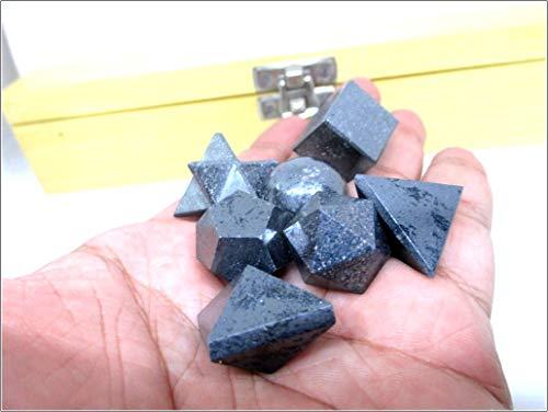 Jet International Crystal Jet 7 Hematite Geometry Stone Set W/Box Platonic Solids Healing Crystal Therapy Booklet Sacred Divine Energized Charged Positive Peace IMAGE IS JUST A REFERENCE.