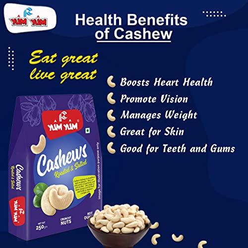 Yum Yum YUM YUM Premium Dry Fruits Combo Pack of 4 | California Roasted Almonds 250g, Roasted Cashew 250g,Roasted Salted Pistachios 250g, Walnut Kernels 250g| Total 1kg | Healthy Dry Fruits Snacks | kaju, Badam, Pista, Akhrot Giri Combo