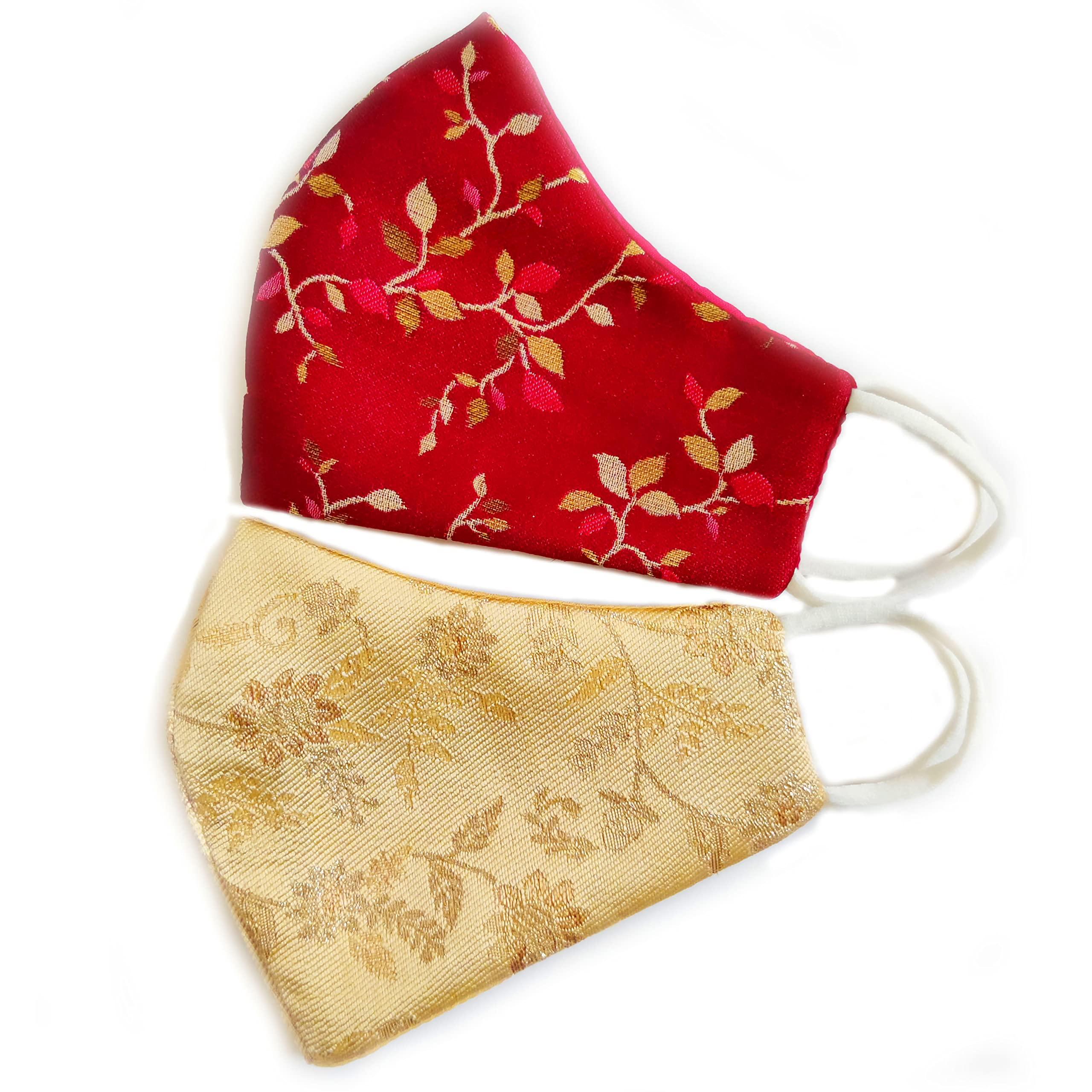 CrushTap CrushTap Woman Wedding and Function Wear Designer Mask For Bride and Groom Family Washable Reusable Free Size (pack of 2)