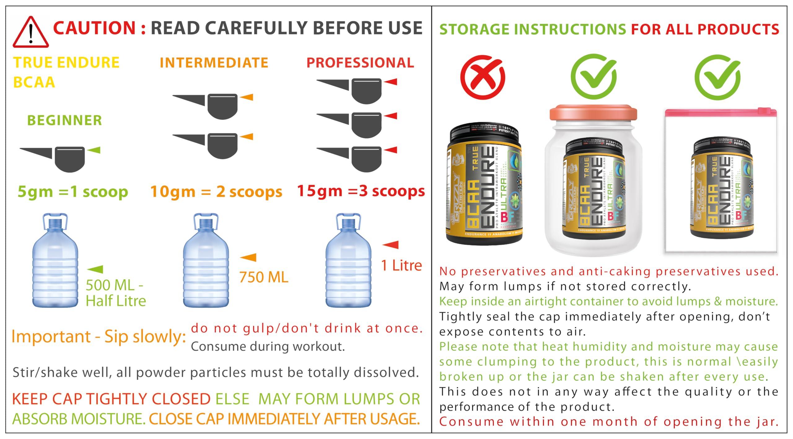 Grizzly Nutrition Grizzly Nutrition True Endure -Bcaa 4:1:1 Pro Ratio (V6 Genesis/ 6th gen 2023) 300 grams upto 60 servings -with Citrulline, B-Alanine, Taurine, L-carnitine with 11 vitality boosters - Platinum grade ( Mexican pineapple salsa Flavoured )