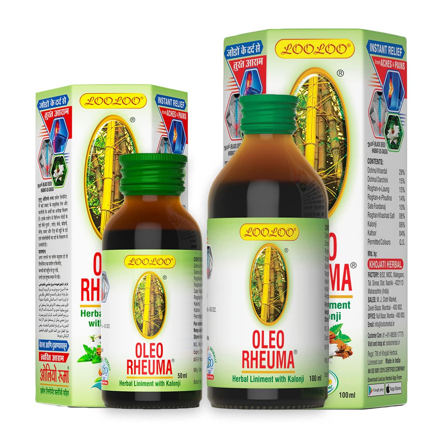 LOOLOO LooLoo Combo of 2 - Oleo Rheuma Herbal Liniment Oil - 100ml| Oleo Rheuma Herbal Liniment Oil - 50ml || Combo