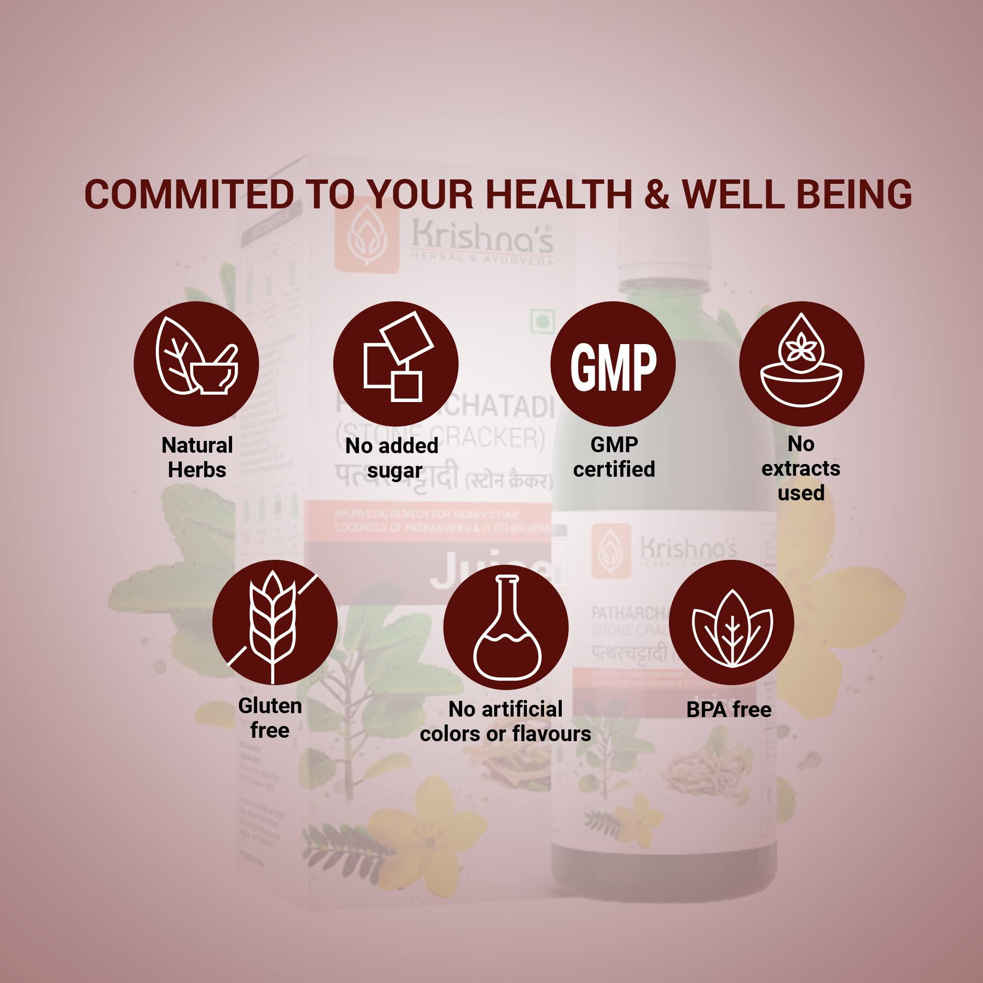 Krishna's Herbal & Ayurveda KRISHNA\'S HERBAL & AYURVEDA Patharchatadi Swaras - 500 Ml, (Pack Of 2), Goodness Of Pashanbhed, Adulsa, Kutki & Amla, Blend Of Ayurvedic Herbs For Kidney Stone