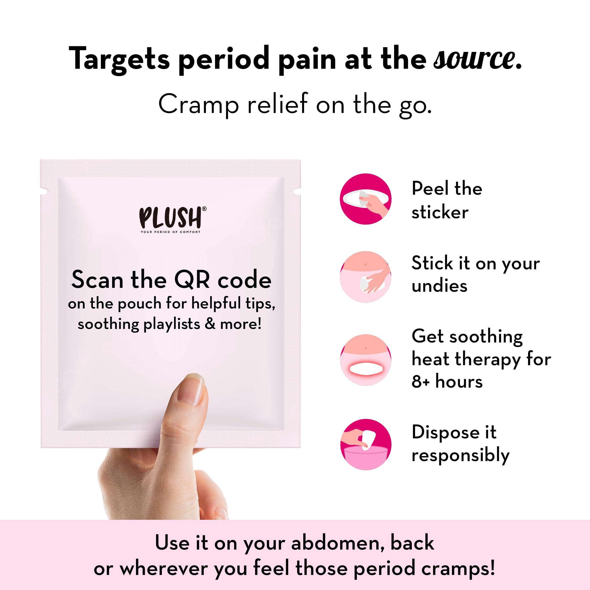 PLUSH Plush 8+ Hour Instant Cramp Relief Heating Patch (Pack of 2) | 100% Herbal & Safe | Air Activated | No Side Effects