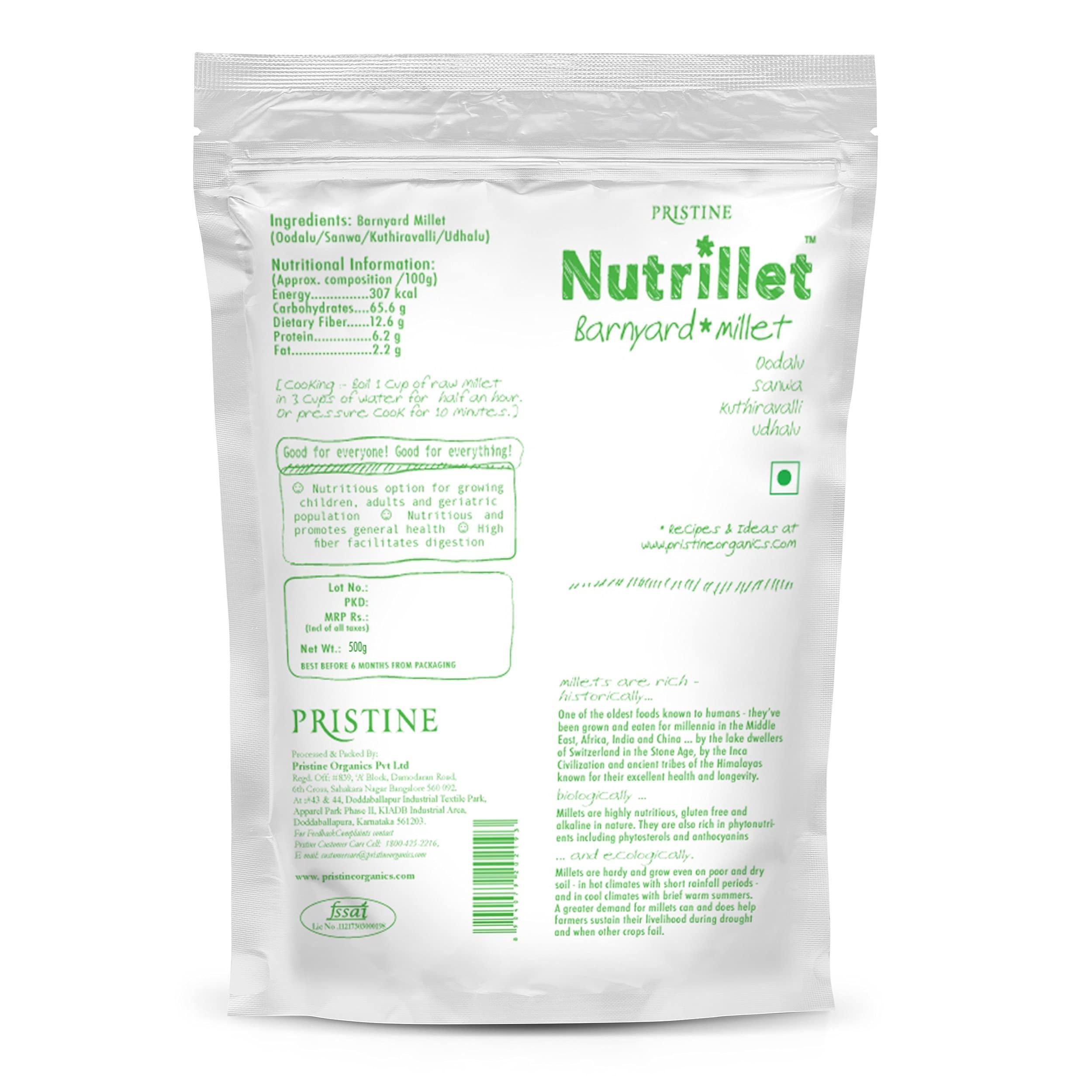 Pristine PRISTINE Nutrillet Healthy Barnyard Millet Pouch, 500g (Pack of 2)