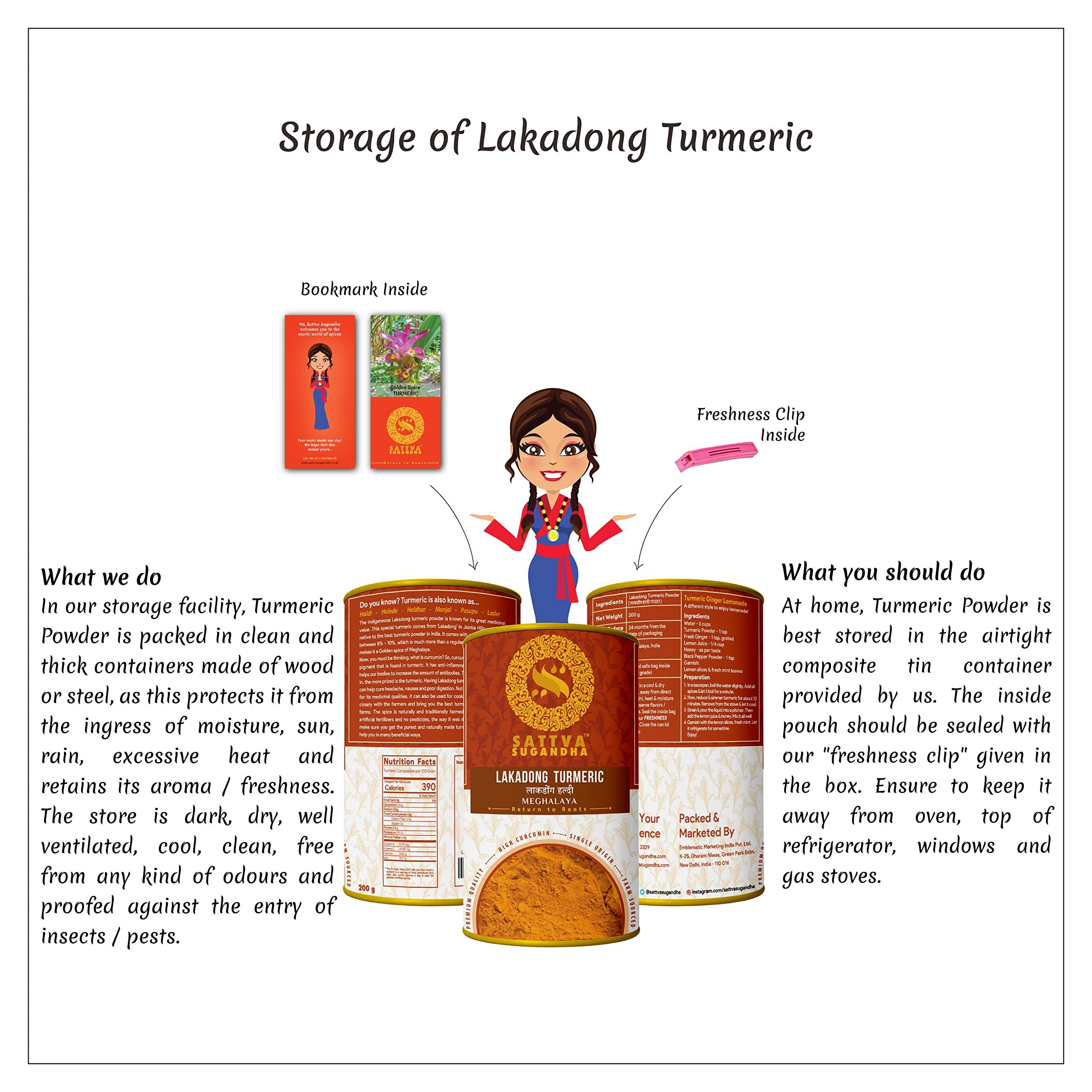 Sattva Sugandha Sattva Sugandha Lakadong Turmeric Powder Haldi Powder High Curcumin 8 - 9 percent from Lakadong Meghalaya (1kg)
