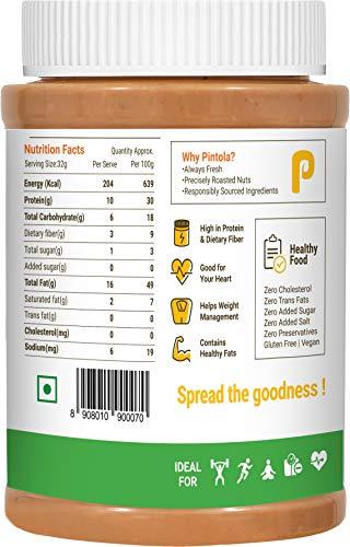 Pintola Pintola All Natural Peanut Butter (Crunchy) (1 kg) (Unsweetened, Non-GMO, Gluten Free, Vegan) + Pintola All Natural Almond Butter (Crunchy) (200g)