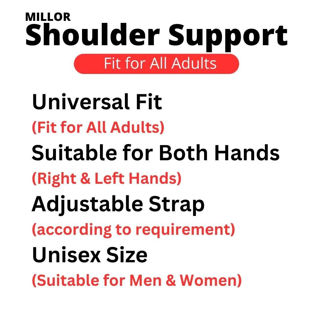 MILLOR MILLOR Shoulder Sling Support Wrap Left/Right, Dislocated Joint, Shoulder Pain Relief for Men and Women, Shoulder Brace Immobilizer Belt, Black, Universal
