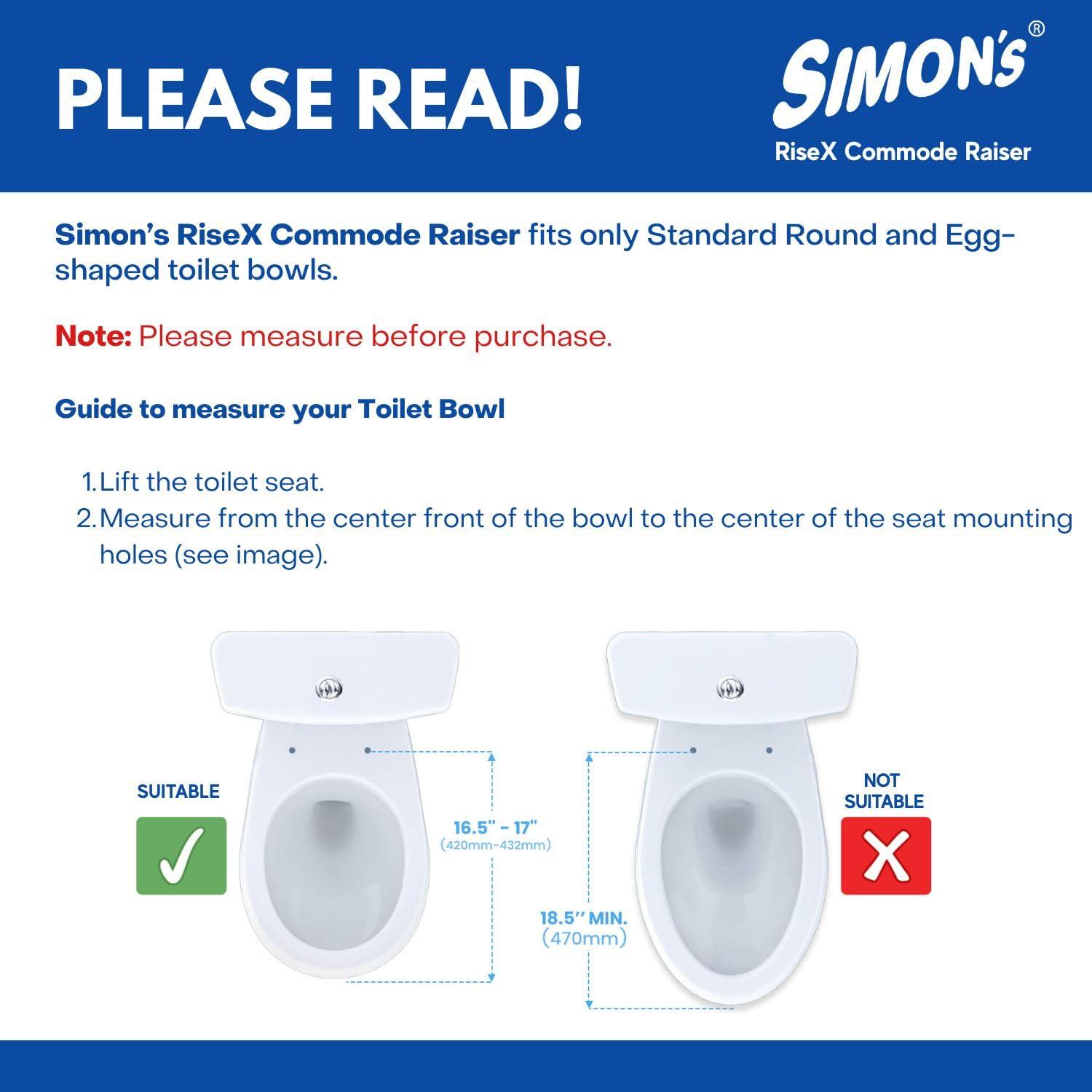 Simon\'s Simons Heavy-Duty 6 Inch Commode seat raiser with lid cover for elderly to sit and rise from commode toilets, portable seat extension for senior citizen with knee pain - Pack of 1