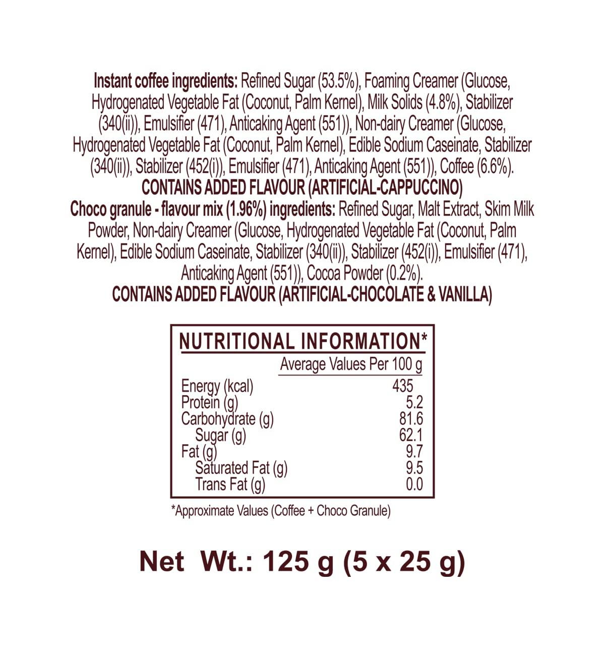 Kopiko Kopiko Cafe Blend Cappuccino All In 1 Premix Instant Coffee - 125 Gm |Pack Of 3| |5 Sachets In Each|, Powder, Box