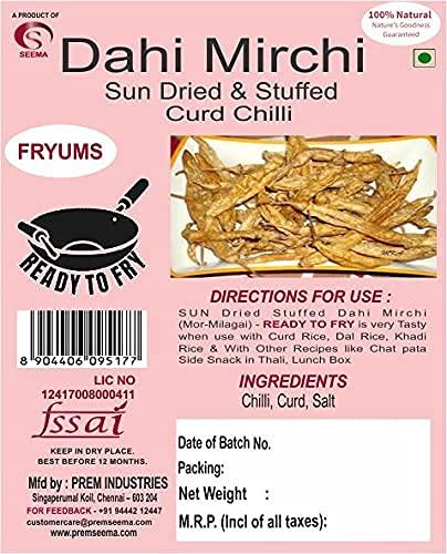 SEEMA Seema Mor Milagai - Sun Dried Curd Chillies - Uppu Melakai - Dahi Mirchi - Tasty & Yummy (100 gm)