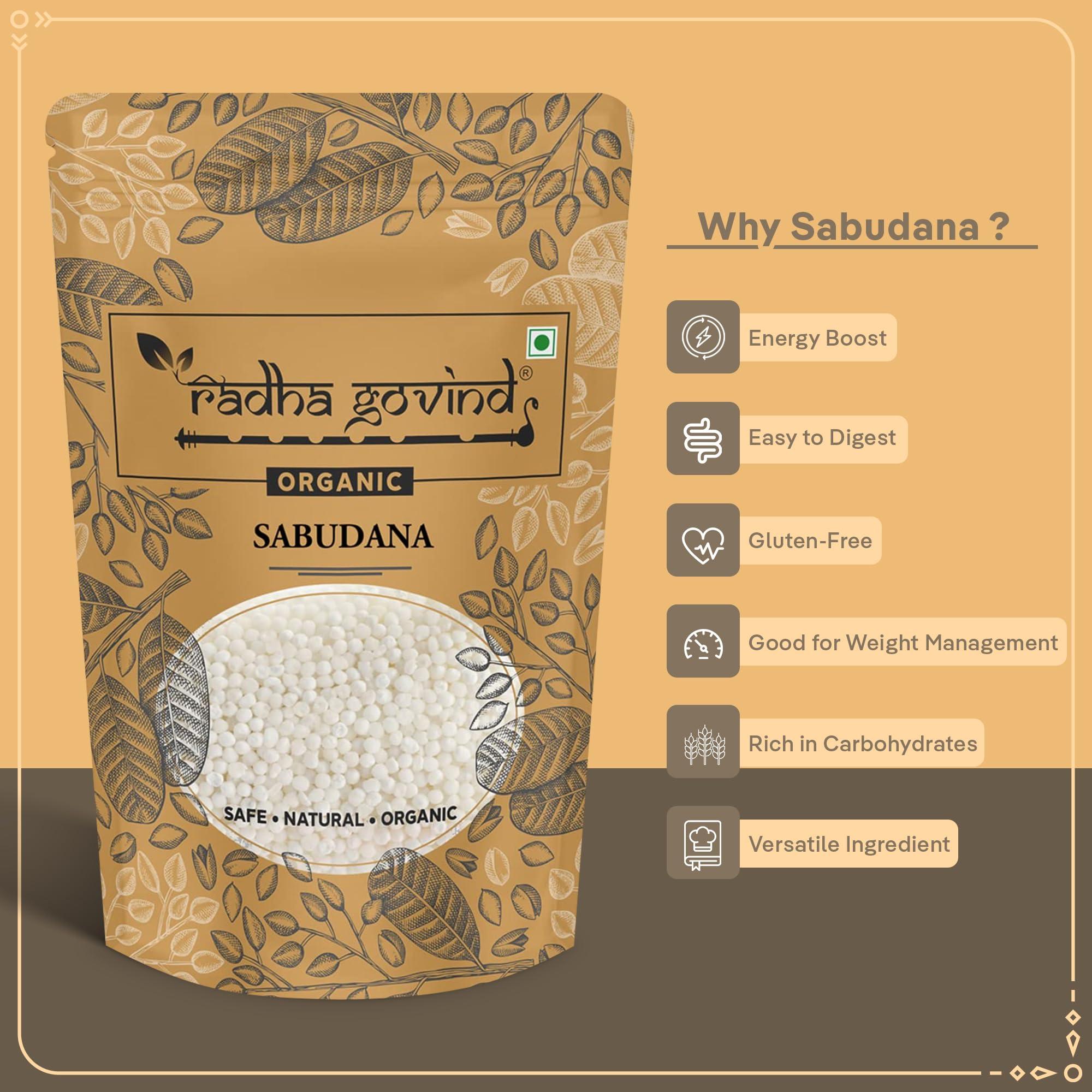 RADHA GOVIND Radha Govind Organic Sabudana | Sago | Tapioca 1000 Gram