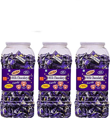 Bye-Bye Bye-Bye Milk Chocolaty Candy 600gm X 3 Jar Toffee Candies for Kids Pack of 3
