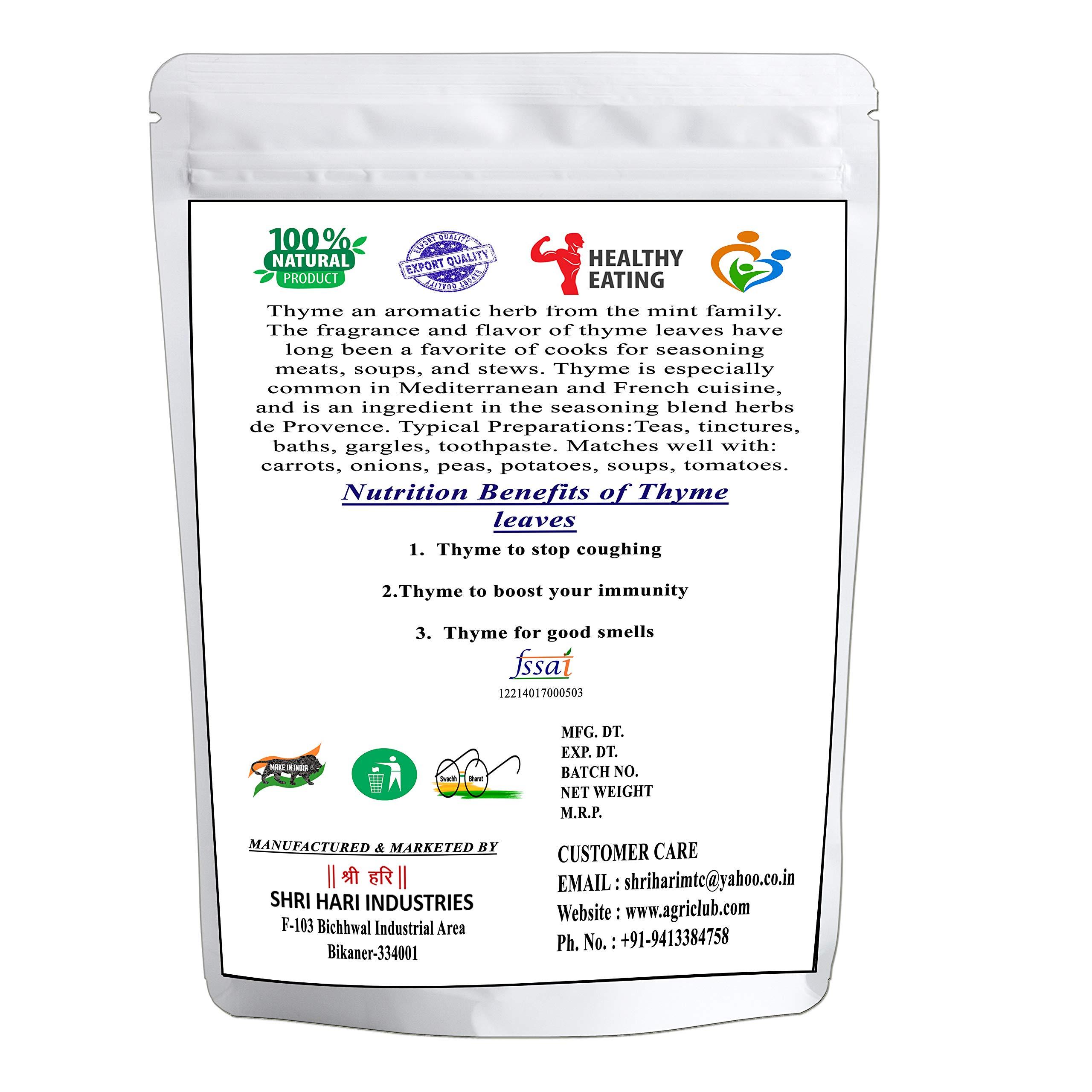 AGRI CLUB Agri Club Dried Thyme Leaves 200gm For Seasoning, Italian, Sauces, Salad, Sandwiches Pizza Herbal Tea