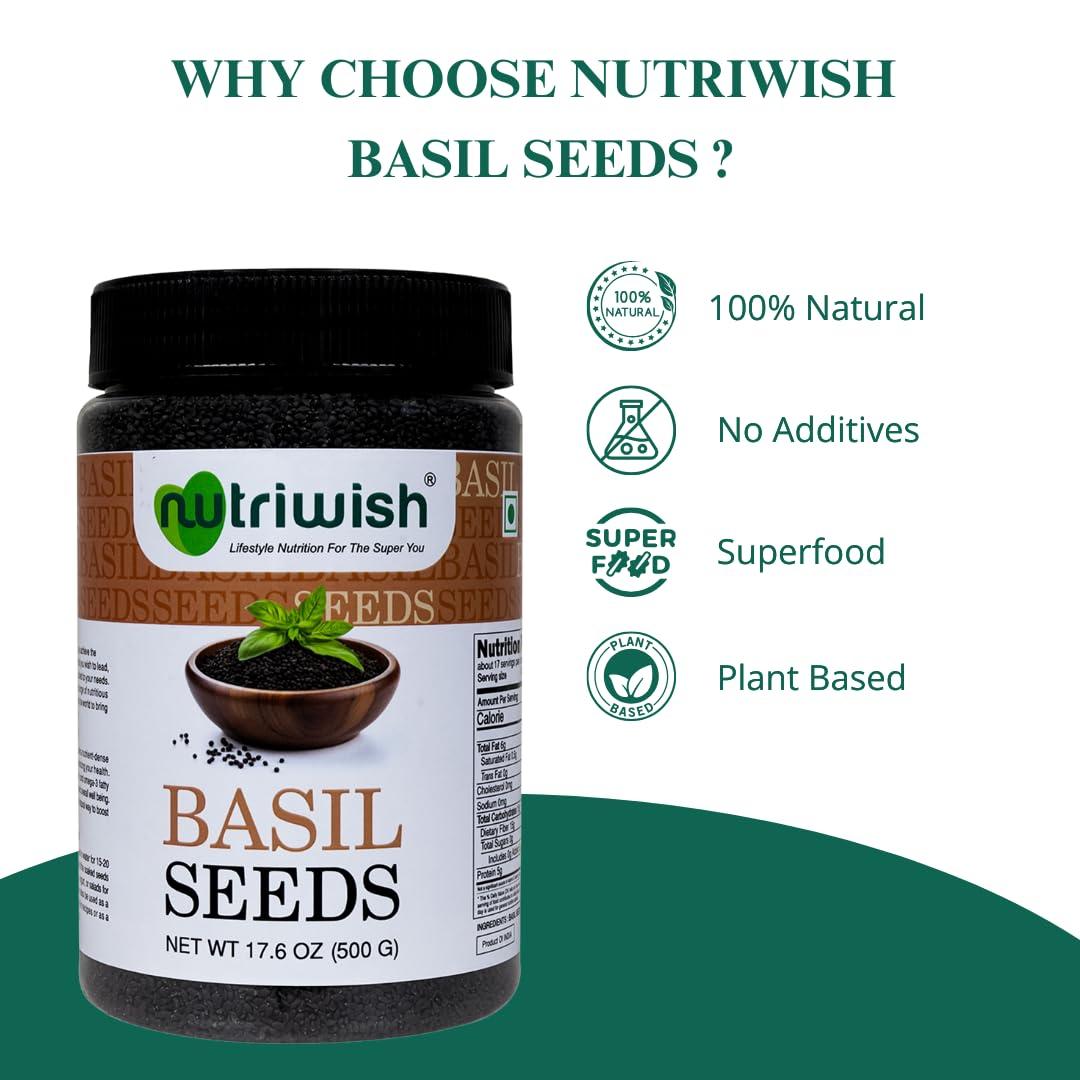 Nutriwish Nutriwish Basil Seeds. 500 g | Sabja Seed | Tulsi Beej | Tukmariya