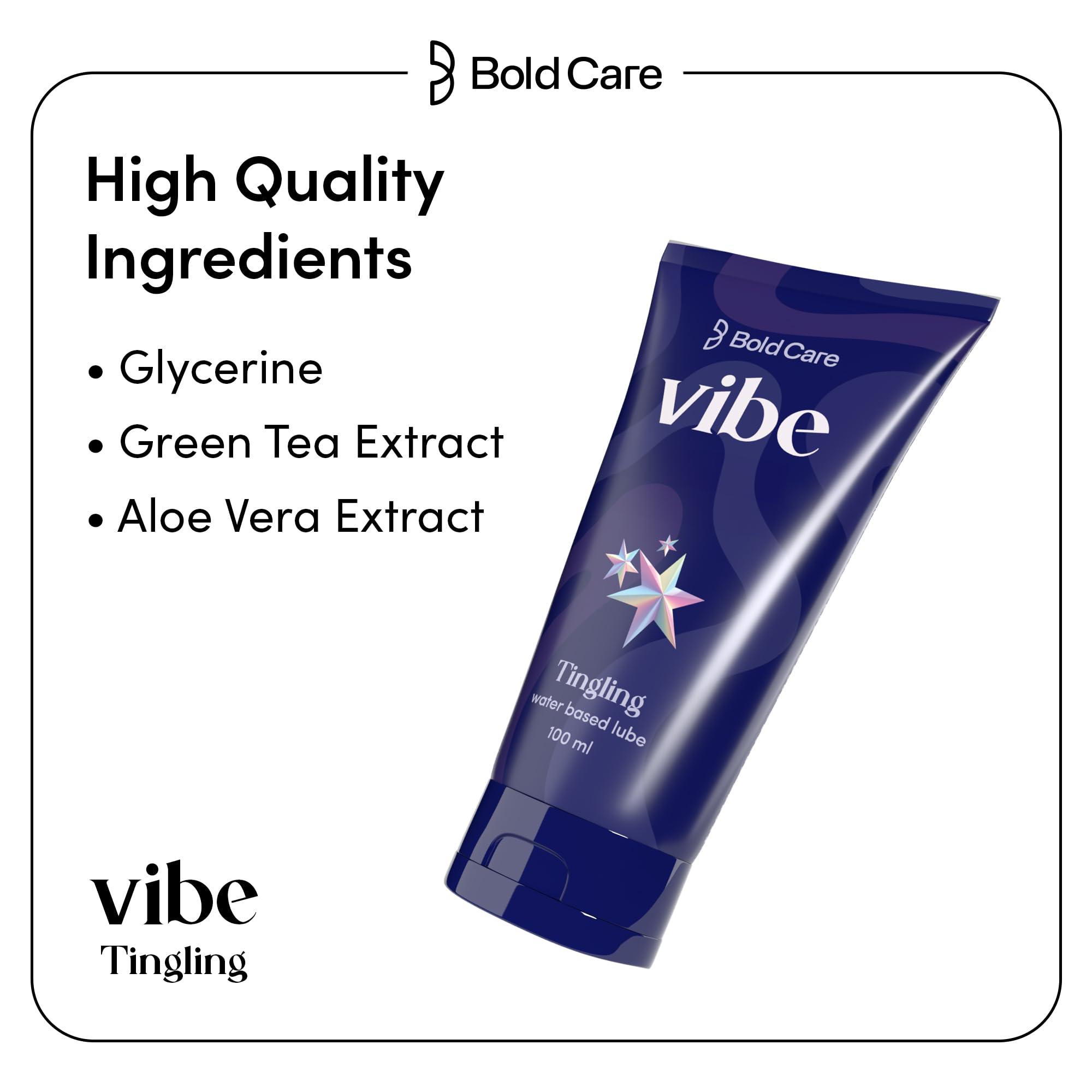 Bold Care Bold Care Vibe Tingling - Natural Personal Lubricant for Men and Women - Water Based Lube - Skin Friendly, Silicone and Paraben Free - No Side Effects - 100 ml
