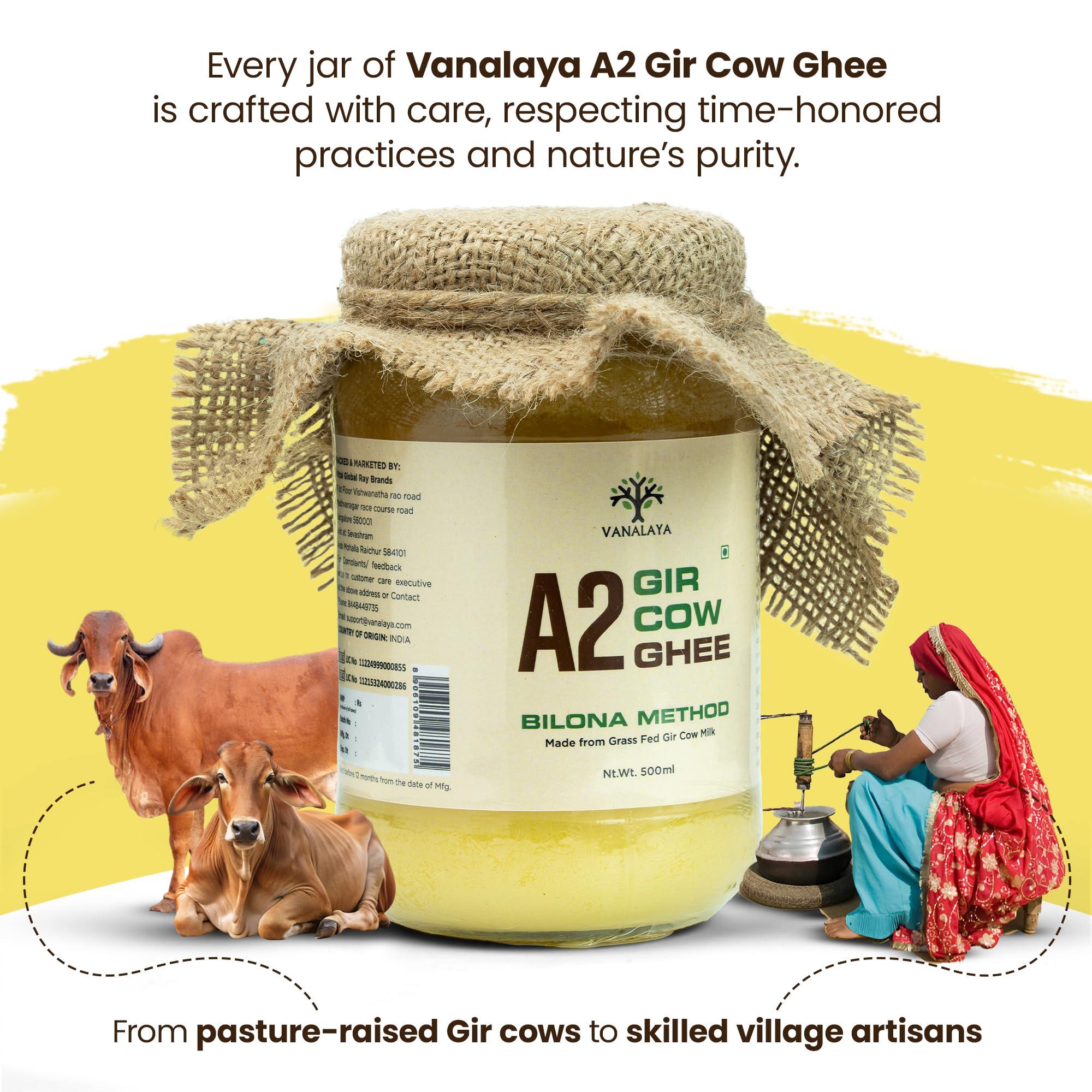 VANALAYA Vanalaya Organic A2 Desi Gir Cow ghee from A2 Milk Prepared by Traditional Bilona Method -200ml